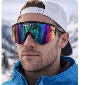 Scott Shield Sunglasses – Oversized Wrap Style – Mirrored Lens and bonus pair